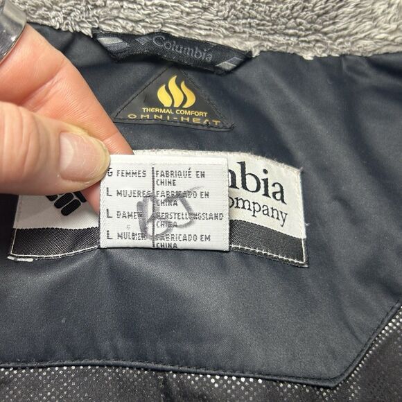 Columbia Thermal Omni Heat Hooded Duck Down Black Puffer Ski Jacket Womens large - Picture 4 of 15